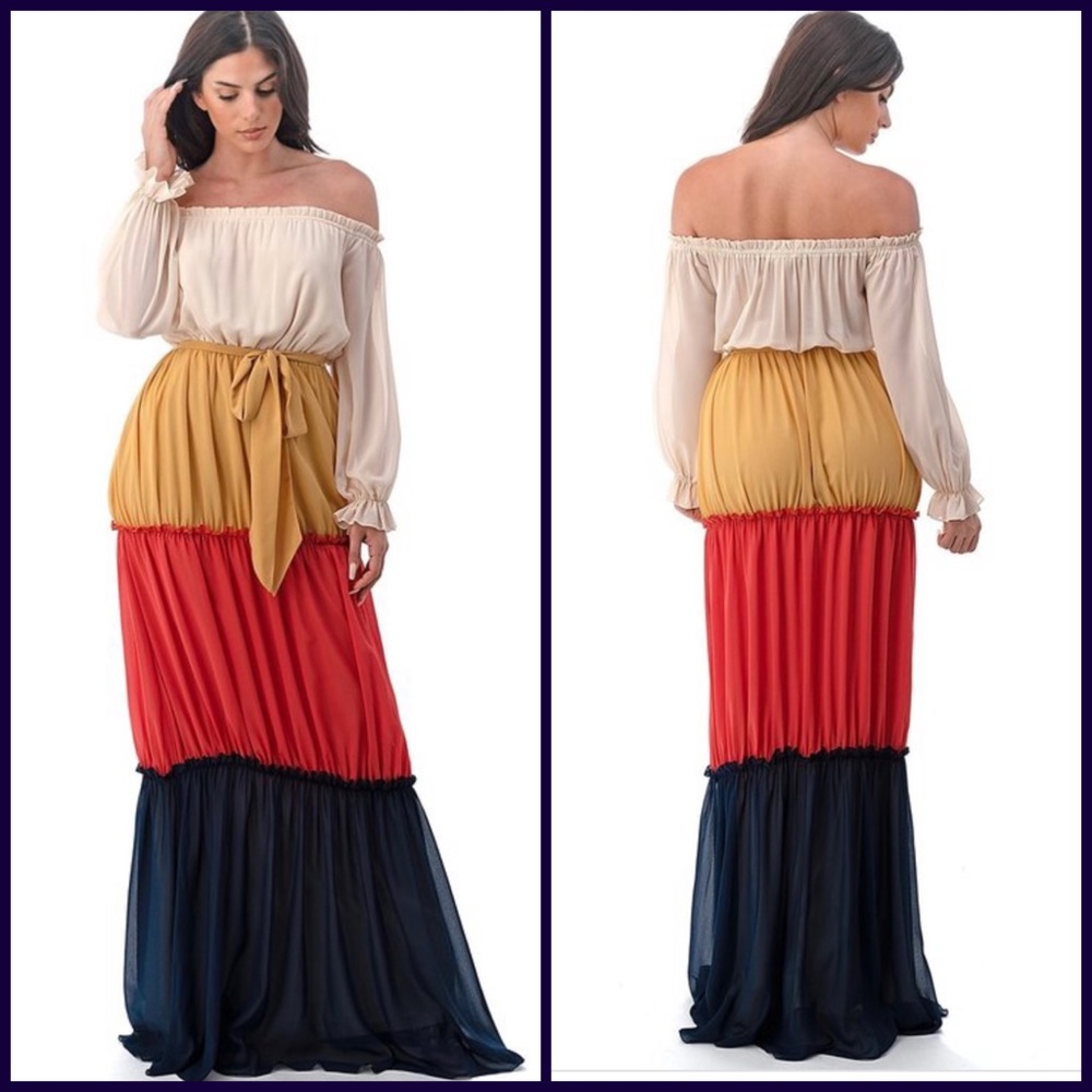 Plus size Color Block Maxi Dress
